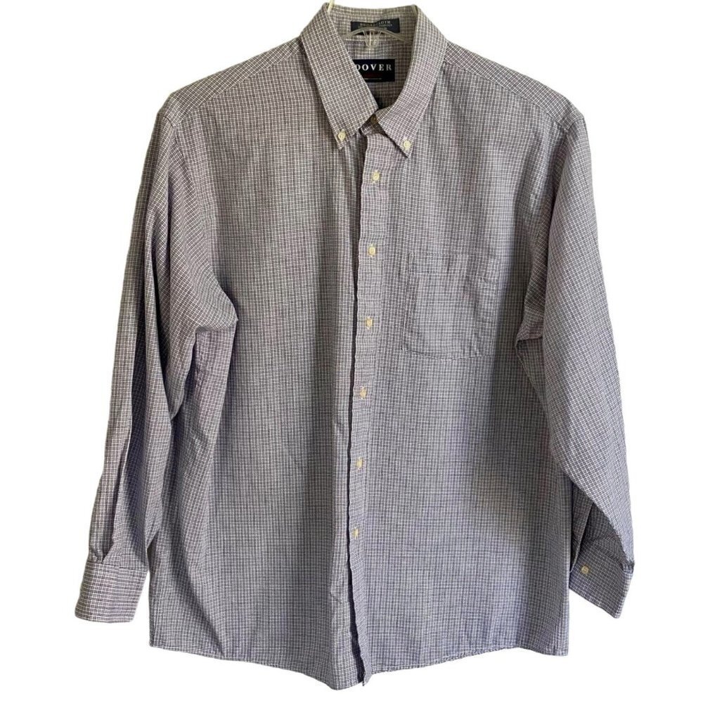 Arrow Dover Broadcloth Blue White Button Down Men's Shirt Size 17